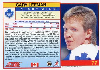 1991-92 Score Canadian English #77 Gary Leeman Back