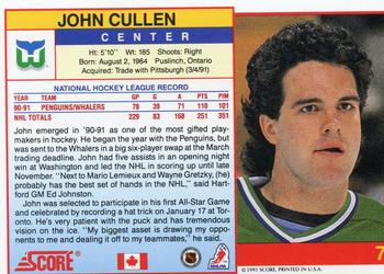 1991-92 Score Canadian English #7 John Cullen Back