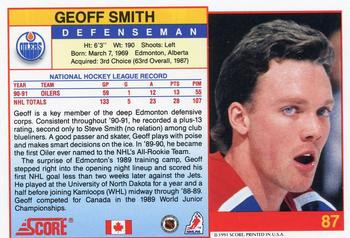 1991-92 Score Canadian English #87 Geoff Smith Back
