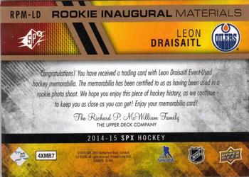 2014-15 SPx - Rookie Inaugural Materials Patch #RPM-LD Leon Draisaitl Back