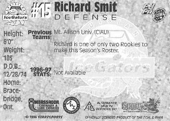 1997-98 Starzsports Louisiana Ice Gators (ECHL) #NNO Richard Smit Back
