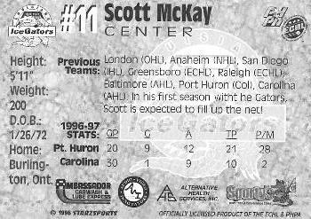 1997-98 Starzsports Louisiana Ice Gators (ECHL) #NNO Scott McKay Back