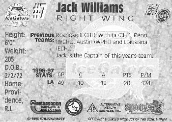 1997-98 Starzsports Louisiana Ice Gators (ECHL) #NNO Jack Williams Back