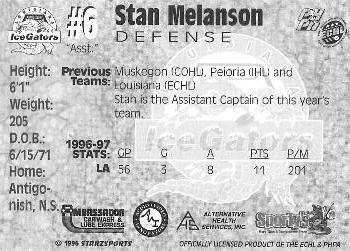 1997-98 Starzsports Louisiana Ice Gators (ECHL) #NNO Stan Melanson Back