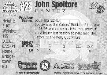 1997-98 Starzsports Louisiana Ice Gators (ECHL) #NNO John Spoltore Back