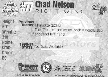 1997-98 Starzsports Louisiana Ice Gators (ECHL) #NNO Chad Nelson Back