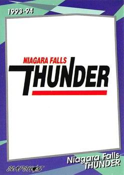 1993-94 Slapshot Niagara Falls Thunder (OHL) #1 Title CardChecklist Front