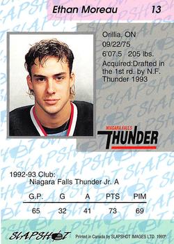 1993-94 Slapshot Niagara Falls Thunder (OHL) #13 Ethan Moreau Back
