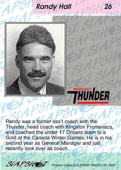 1993-94 Slapshot Niagara Falls Thunder (OHL) #26 Randy Hall  Back