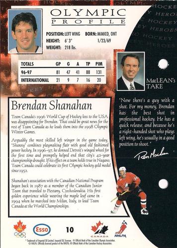 1997 Esso Olympic Hockey Heroes #10 Brendan Shanahan Back