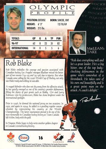 1997 Esso Olympic Hockey Heroes #16 Rob Blake Back