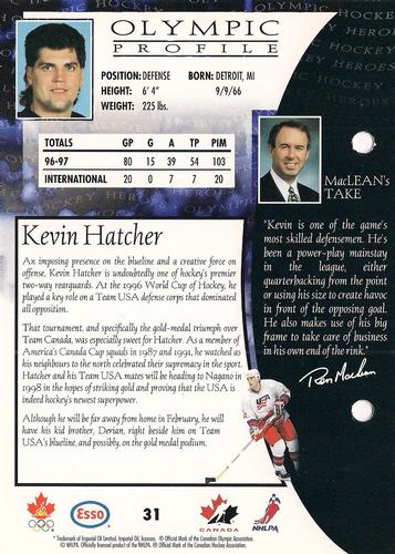 1997 Esso Olympic Hockey Heroes #31 Kevin Hatcher Back