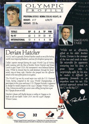 1997 Esso Olympic Hockey Heroes #32 Derian Hatcher Back