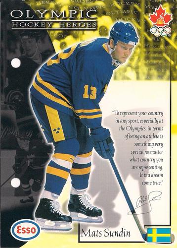 1997 Esso Olympic Hockey Heroes #42 Mats Sundin Front