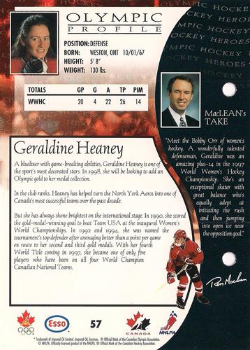 1997 Esso Olympic Hockey Heroes #57 Geraldine Heaney Back