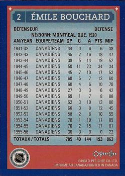 1992-93 O-Pee-Chee Montreal Canadiens Hockey Fest #2 Emile Bouchard Back