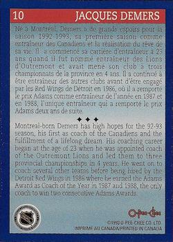 1992-93 O-Pee-Chee Montreal Canadiens Hockey Fest #10 Jacques Demers Back
