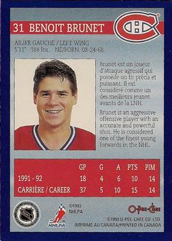 1992-93 O-Pee-Chee Montreal Canadiens Hockey Fest #31 Benoit Brunet Back