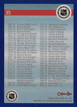 1992-93 O-Pee-Chee Montreal Canadiens Hockey Fest #35 Stanley Cup Champions Back