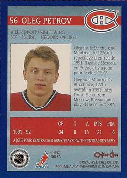 1992-93 O-Pee-Chee Montreal Canadiens Hockey Fest #56 Oleg Petrov Back