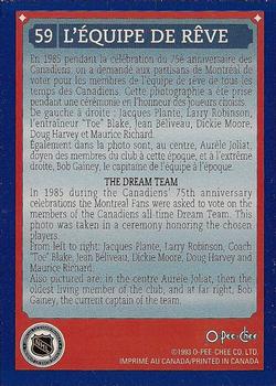 1992-93 O-Pee-Chee Montreal Canadiens Hockey Fest #59 The Dream Team Back