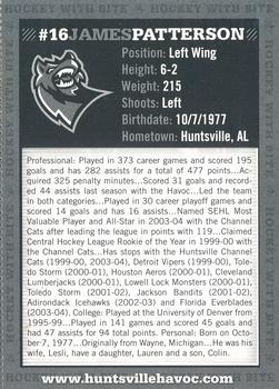 2006-07 Huntsville Havoc (SPHL) #NNO James Patterson Back