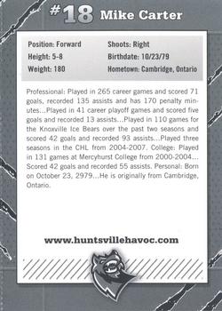 2009-10 Huntsville Havoc (SPHL) #NNO Mike Carter Back