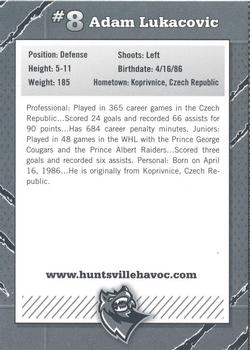 2009-10 Huntsville Havoc (SPHL) #NNO Adam Lukacovic Back