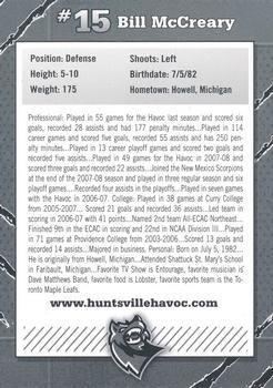 2009-10 Huntsville Havoc (SPHL) #NNO Bill McCreary Back