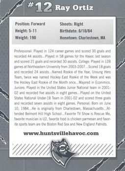 2009-10 Huntsville Havoc (SPHL) #NNO Ray Ortiz Back