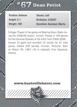 2009-10 Huntsville Havoc (SPHL) #NNO Dean Petiot Back