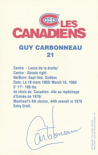 1988-89 Montreal Canadiens #NNO Guy Carbonneau Back