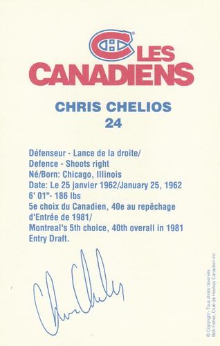 1988-89 Montreal Canadiens #NNO Chris Chelios Back