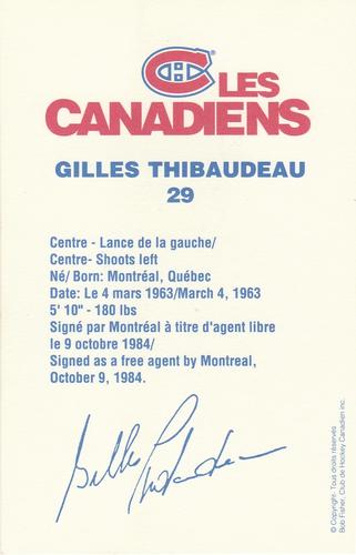 1988-89 Montreal Canadiens #NNO Gilles Thibaudeau Back