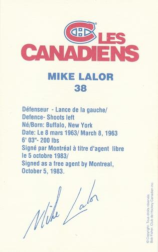 1988-89 Montreal Canadiens #NNO Mike Lalor Back
