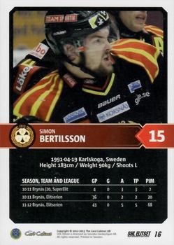 2012-13 SHL Elitset #16 Simon Bertilsson Back