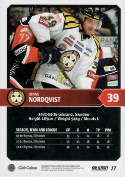 2012-13 SHL Elitset #17 Jonas Nordqvist Back
