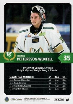 2012-13 SHL Elitset #40 Fredrik Pettersson-Wentzel Back