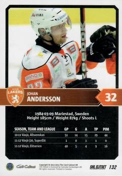 2012-13 SHL Elitset #132 Johan Andersson Back