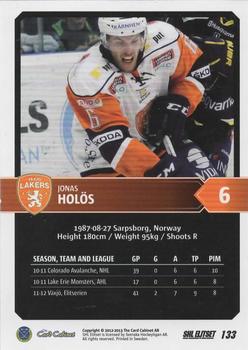 2012-13 SHL Elitset #133 Jonas Holos Back