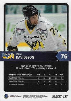 2012-13 SHL Elitset #197 Johan Davidsson Back