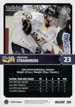 2012-13 SHL Elitset #205 Sebastian Strandberg Back