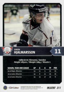 2012-13 SHL Elitset #211 Simon Hjalmarsson Back