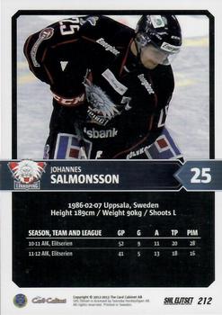 2012-13 SHL Elitset #212 Johannes Salmonsson Back