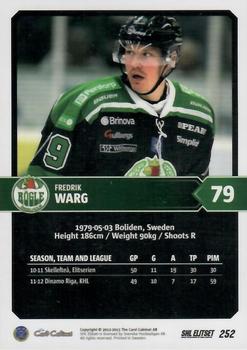 2012-13 SHL Elitset #252 Fredrik Warg Back