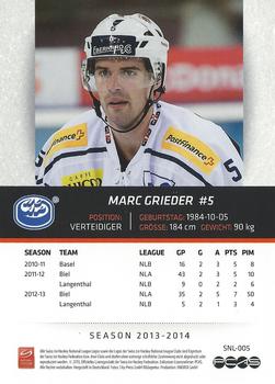 2013-14 PCAS Swiss National League #SNL-005 Marc Grieder Back