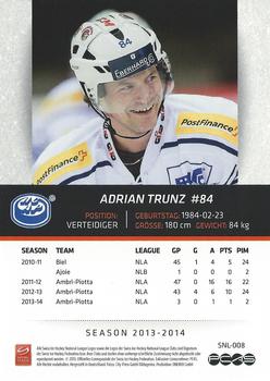 2013-14 PCAS Swiss National League #SNL-008 Adrian Trunz Back