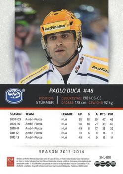 2013-14 PCAS Swiss National League #SNL-010 Paolo Duca Back
