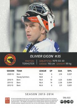 2013-14 PCAS Swiss National League #SNL-022 Olivier Gigon Back