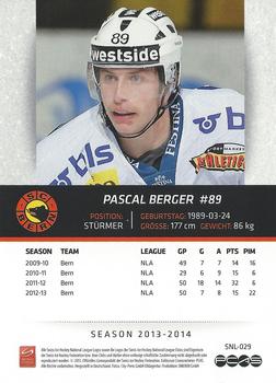 2013-14 PCAS Swiss National League #SNL-029 Pascal Berger Back